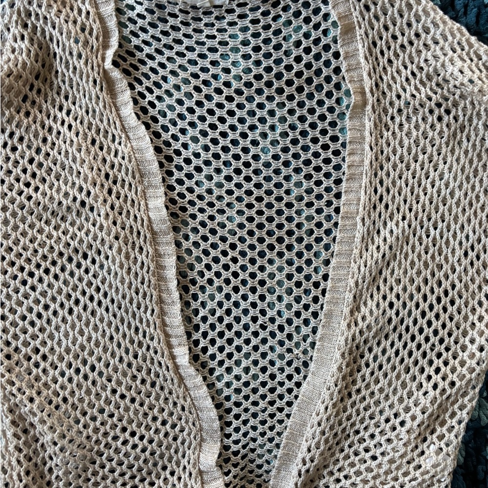 Mine Cream Open-Knit Cardigan Sweater